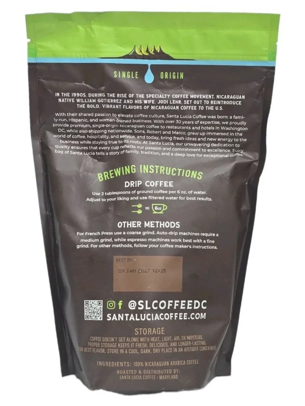 Santa Lucia Coffee Year Blend 2-PACK Nicaraguan Dark Roast Ground Coffee 16oz EA